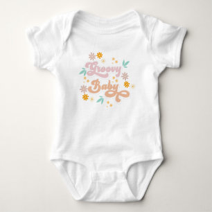 Body Para Bebé Flores Retro Rosa Groovy