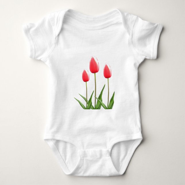 Body Para Bebé Flores rojas de tulipán de primavera (Anverso)