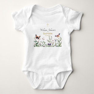 Body Para Bebé Flores silvestres y mariposas bautismo ortodoxo