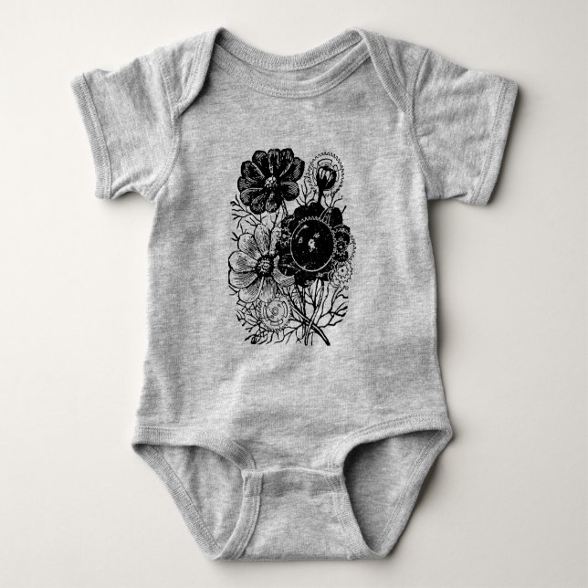 Body Para Bebé Flores Y Engranajes (Anverso)