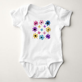 Body Para Bebé Flores y mariposas claras y coloridas