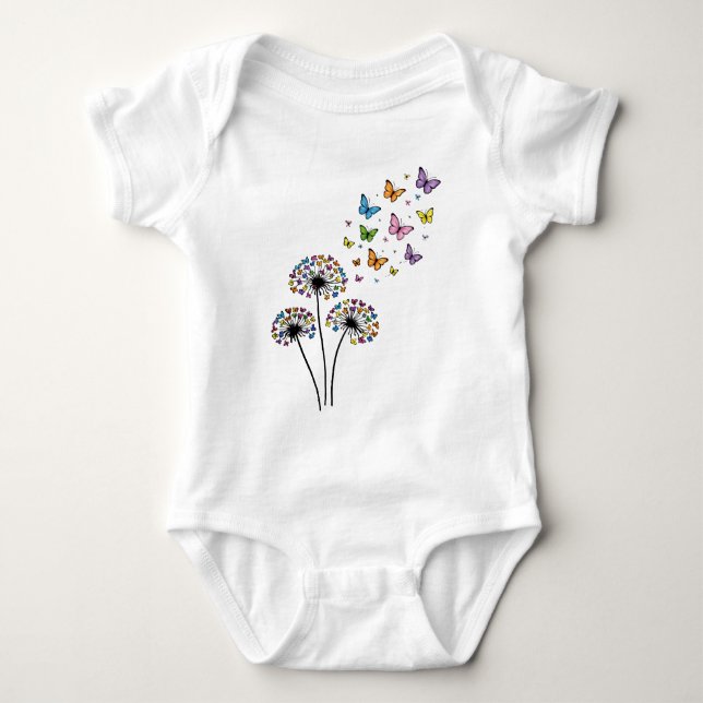 Body Para Bebé Flujo de mariposas de diente de león (Anverso)