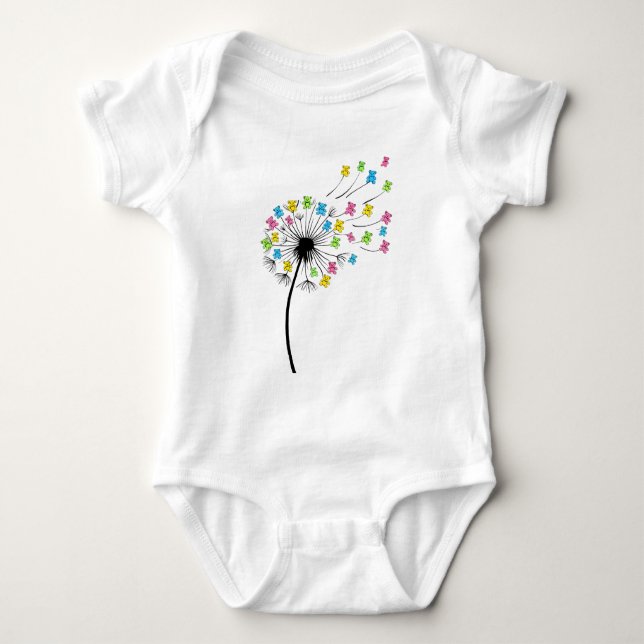 Body Para Bebé Flying cute bears dandelion flow (Anverso)