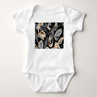 Body Para Bebé Foliage nocturno tropical: Patrón de cosecha oscur