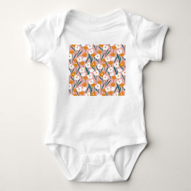 Body Para Bebé Fondo floral: estampado de flores sin costuras (Anverso)