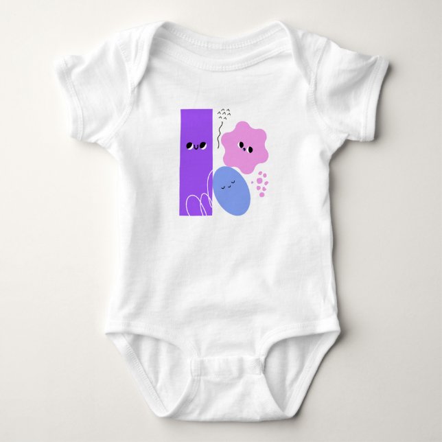 Body Para Bebé Formas Geométricas Felices Morado (Anverso)