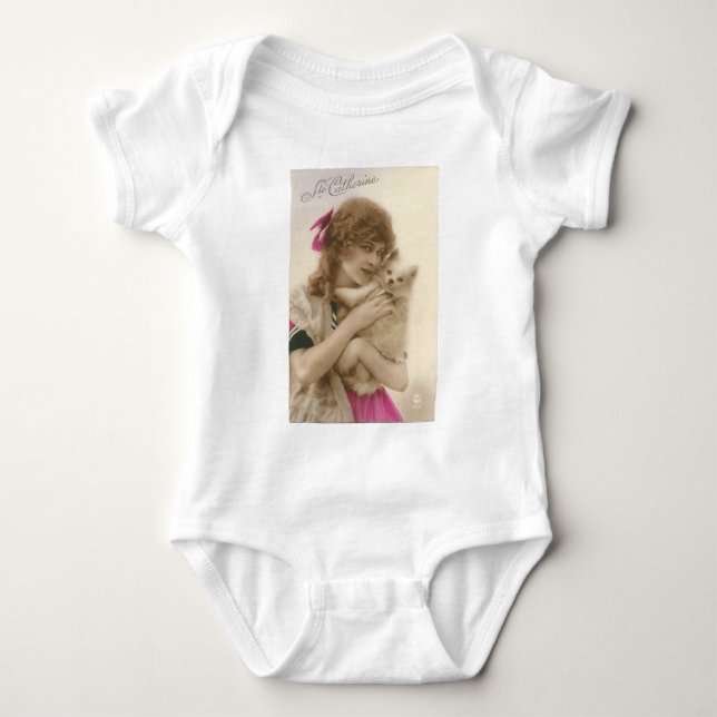 Body Para Bebé Foto antigua: mujer victoriana y perro (Anverso)