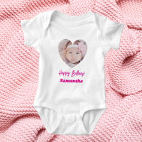 Foto corazón nombre cumpleaños niña rosa