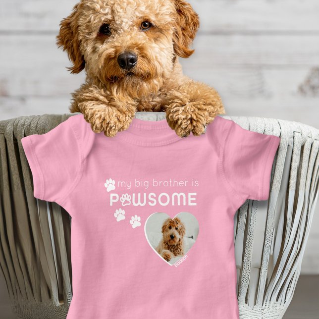 Body Para Bebé Foto de Gran Hermano de Perro Cutest o Personaliza (Custom photo bodysuit for a baby with a dog big sister or dog big brother who is pawsome)