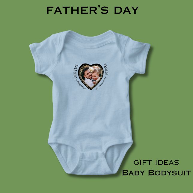Body Para Bebé Foto de Papá en forma de Corazón (Daddy Photo Heart Shape Baby Bodysuit)