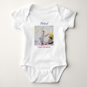 Body Para Bebé Foto de tu hijo "Futuro presidente" Mensaje de nom