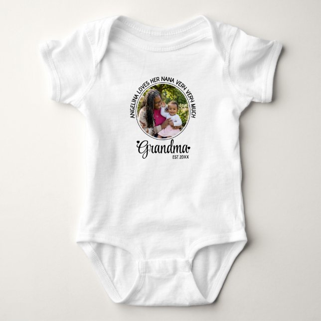 Body Para Bebé Foto personalizable ABUELA ESTABLECIDA (Anverso)
