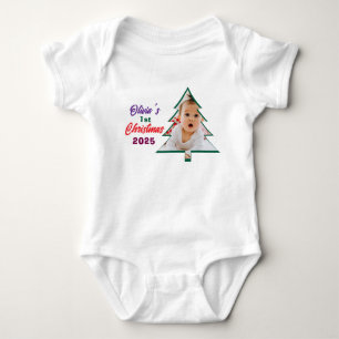 Body Para Bebé Foto personalizada árbol de Navidad del primer año