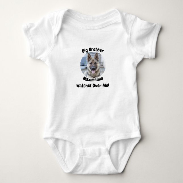 Body Para Bebé Foto personalizado Big Brother Dog Baby Bodysuit (Anverso)