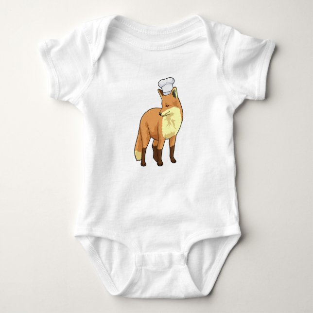 Body Para Bebé Fox como cocinero con gorra de chef (Anverso)