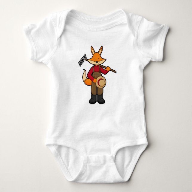 Body Para Bebé Fox como granjero con pastel y Gorra (Anverso)