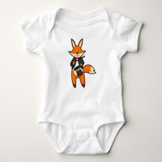 Body Para Bebé Fox como mago con varita mágica y Gorra (Anverso)