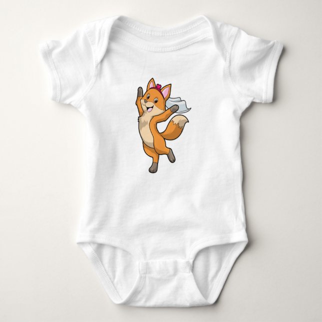 Body Para Bebé Fox como novia con velo y corazón (Anverso)
