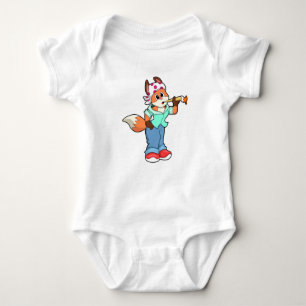 Body Para Bebé Fox como pintador con pincel y color