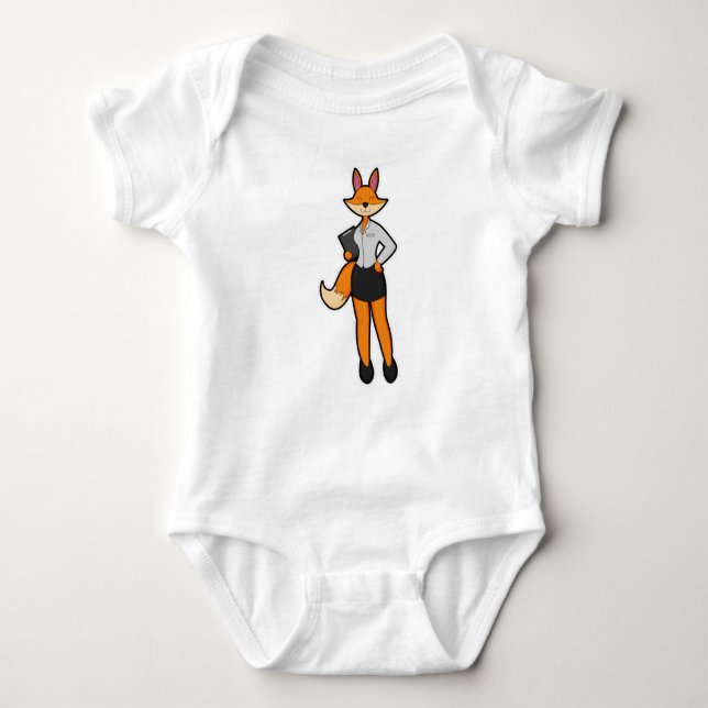Body Para Bebé Fox como secretario con Notepad (Anverso)