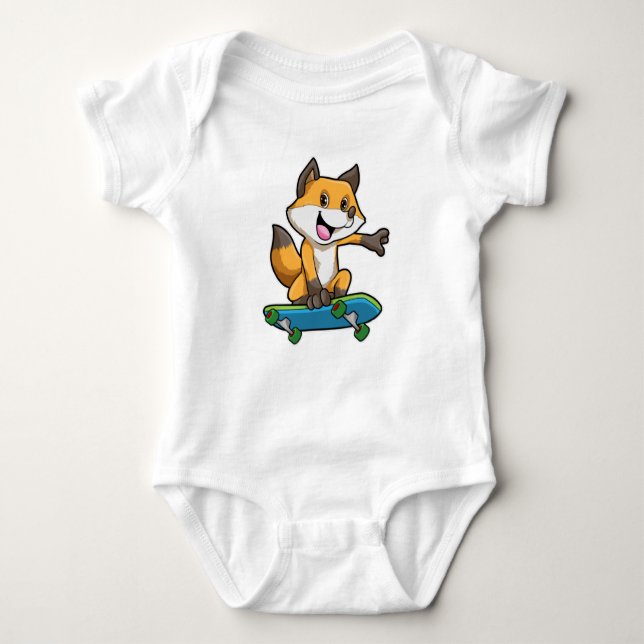 Body Para Bebé Fox como Skater con Skateboard (Anverso)