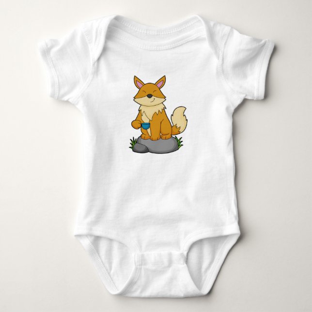 Body Para Bebé Fox con taza de café (Anverso)