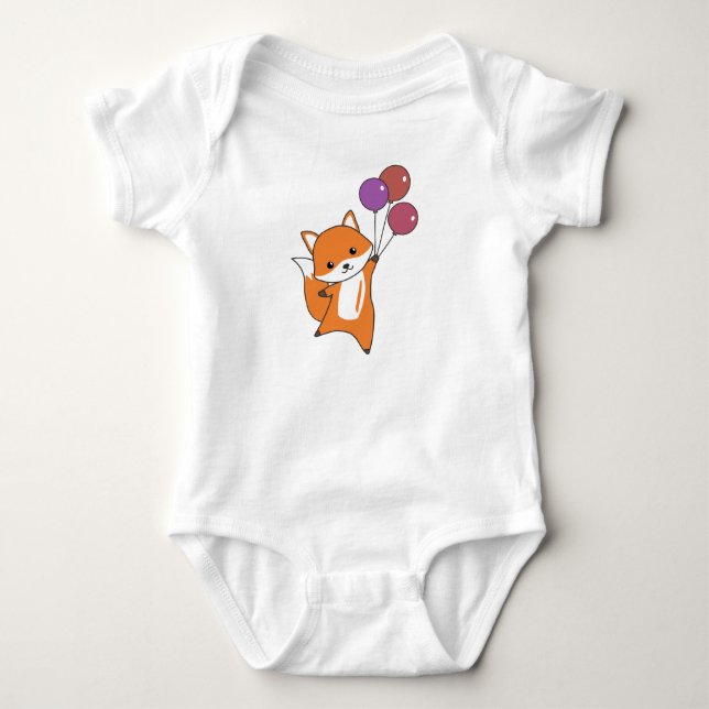 Body Para Bebé Fox Cute Animals Mosca Globos Niños (Anverso)