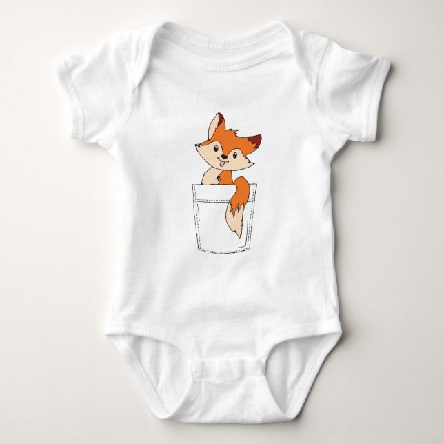 Body Para Bebé Fox Cute Drawing Fox en Pocket Cute Fox Clipart (Anverso)