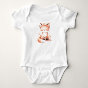 Body Para Bebé Fox de bebé muy lindo, con flores, Baby Shower