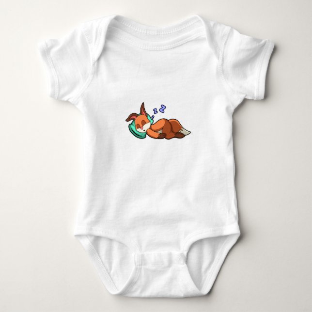 Body Para Bebé Fox en el sueño con la almohada (Anverso)