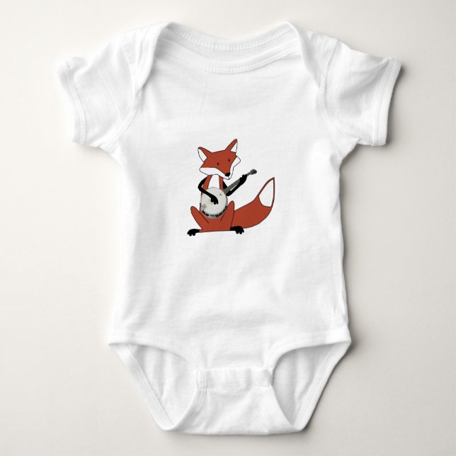 Body Para Bebé Fox que toca el banjo (Anverso)