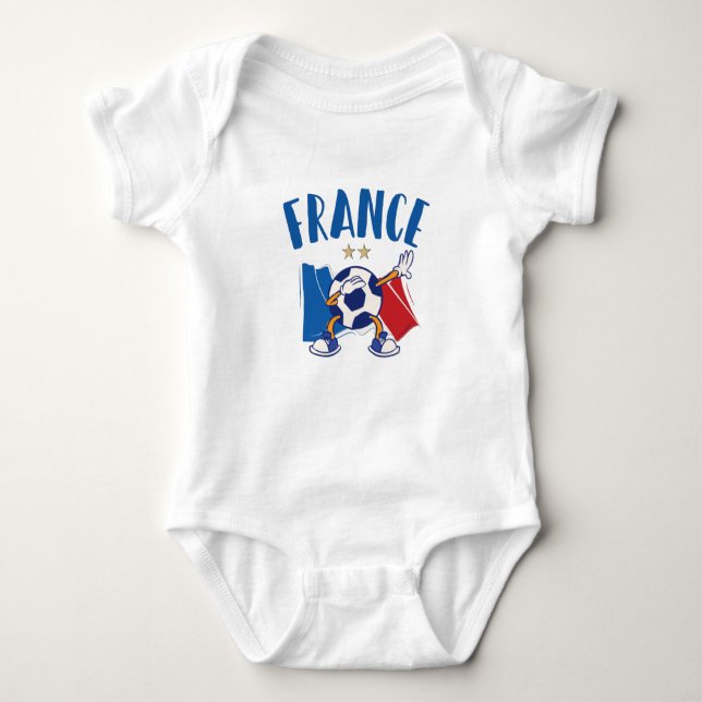 Body Para Bebé France Dabbing Soccer Ball Flag 2 stars (Anverso)