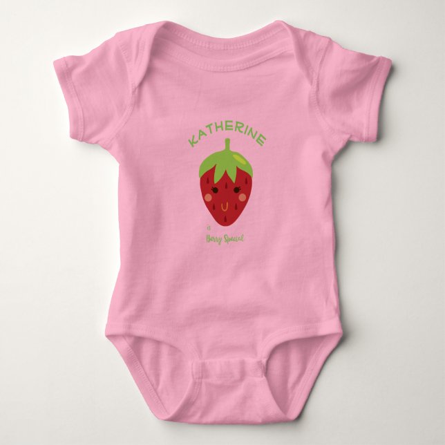 Body Para Bebé Fresa especial personalizada y sonriente especial  (Anverso)