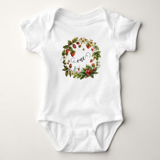 Body Para Bebé Fresa personalizada de un chiste - Un año de edad (Anverso)