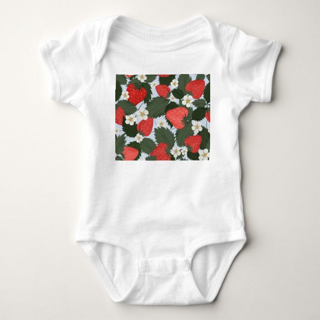 Body Para Bebé Fresas: diseño de patrones de frutas de verano. (Anverso)