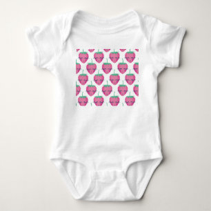 Body Para Bebé Fresas durmiendo sonriendo, patrón adorable.