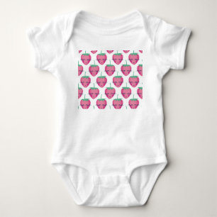 Body Para Bebé Fresas durmiendo sonriendo, patrón adorable.