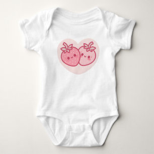 Body Para Bebé Fresas Kawaii Rosa de San Valentín