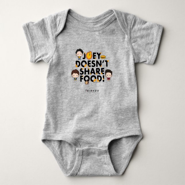 Body Para Bebé FRIENDS™ | Joey No Comparte Comida Chibi (Anverso)