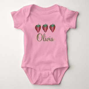 Body Para Bebé Fruta de fresa roja personalizada