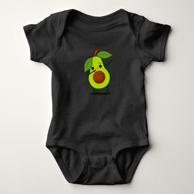 Body Para Bebé Fruta divertida bailando de aguacate verde (Anverso)