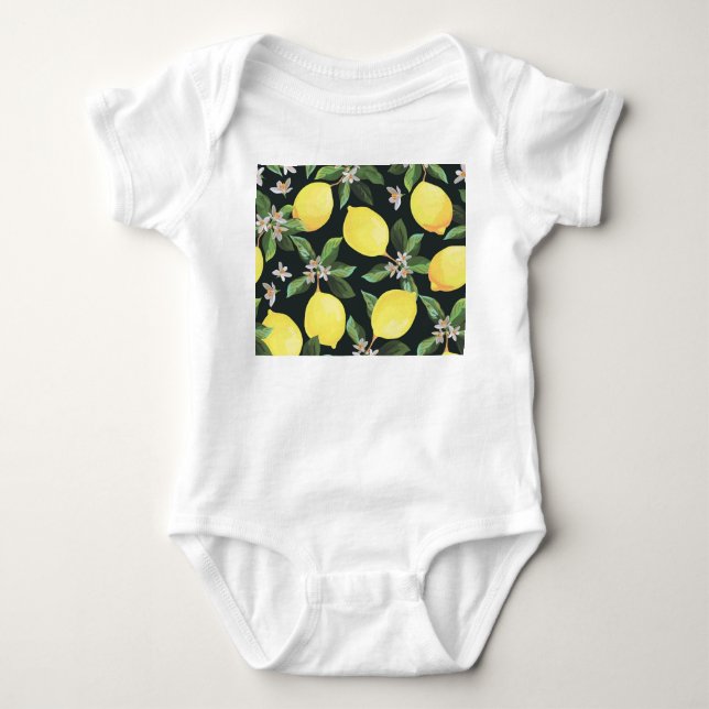 Body Para Bebé Fruta limón: Diseño de patrones sin foco (Anverso)