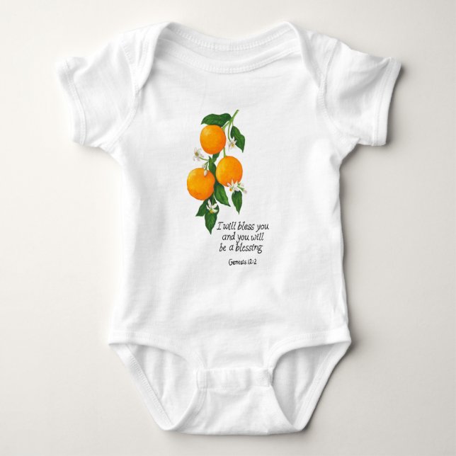 Body Para Bebé Fruta Naranja Génesis 12:2 (Anverso)