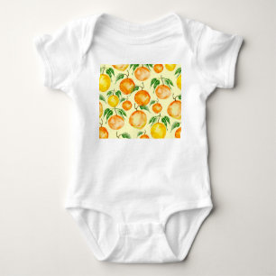 Body Para Bebé Frutas cítricas acuarelas, patrón tropical.