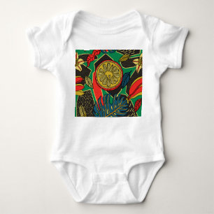 Body Para Bebé Frutas tropicales, hojas, doodle floral patrón.