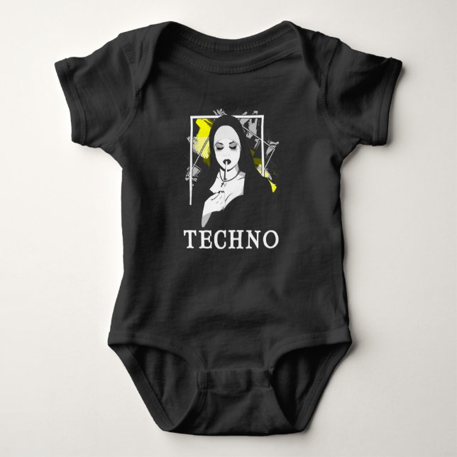 Body Para Bebé Fumar Techno Nun Religión Música electrónica de ba (Anverso)