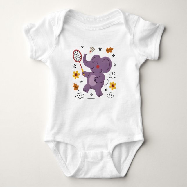 Body Para Bebé Fun playing baby elephant  (Anverso)