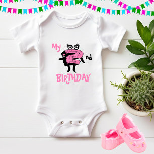 Body Para Bebé Fundido traje de bebé número dos rosa