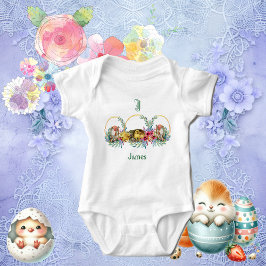 Body Para Bebé Funky Chicks Pascua Bunny Floral Monograma Persona