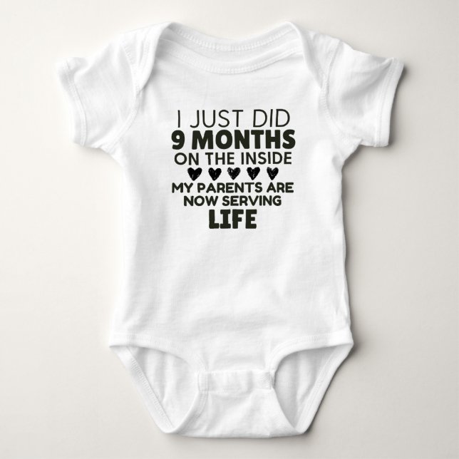 Body Para Bebé Funny 9 Months on the Inside (Anverso)